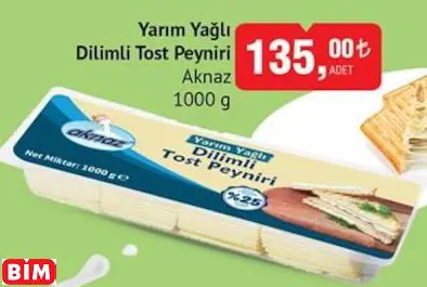 AKNAZ   YARIM YAĞLI DİLİMLİ TOST PEYNİRİ